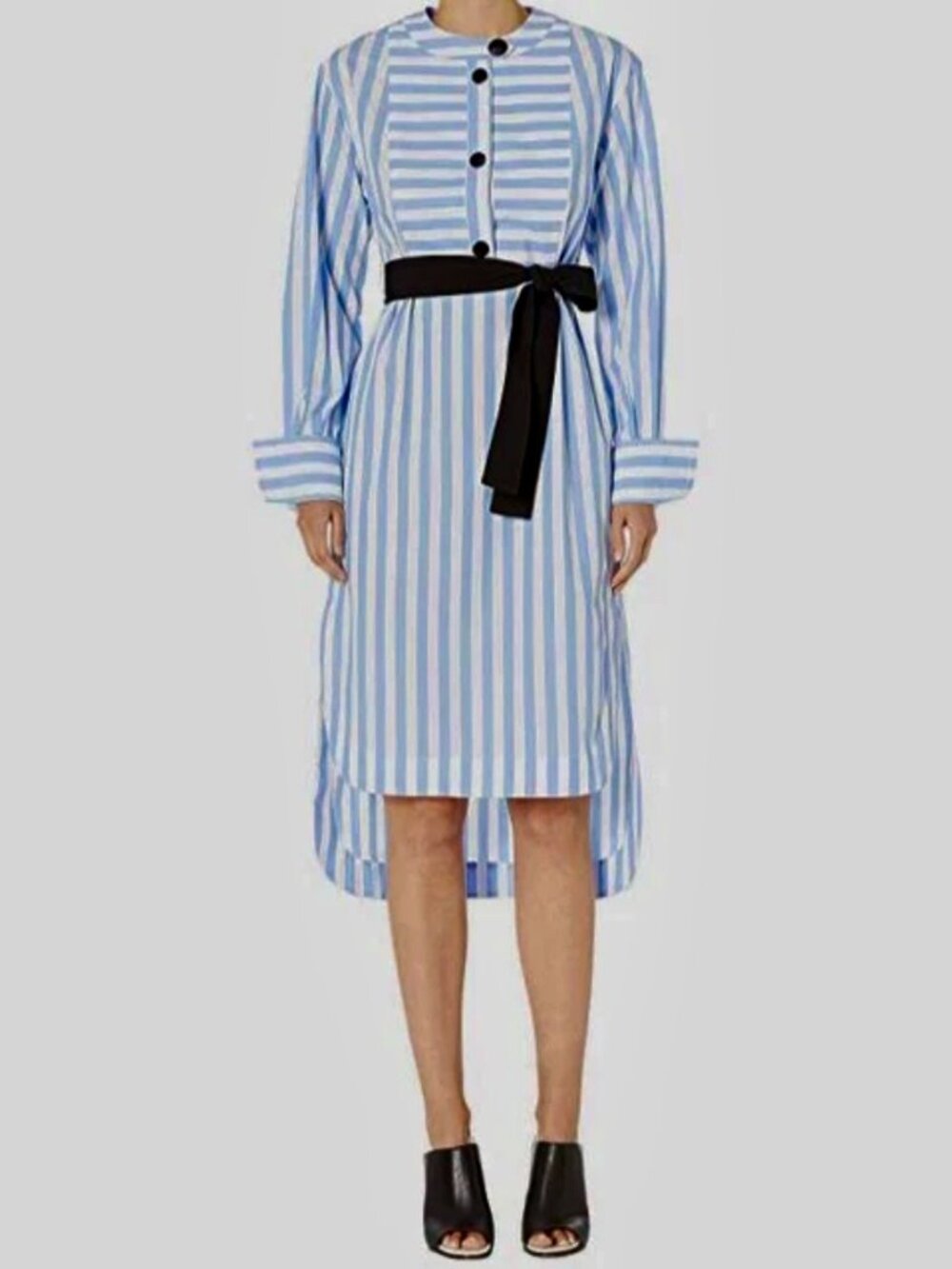 YYIGAL AZROUEL Women's Blue and White-Striped Shirt Dress (Orig. $695) Size